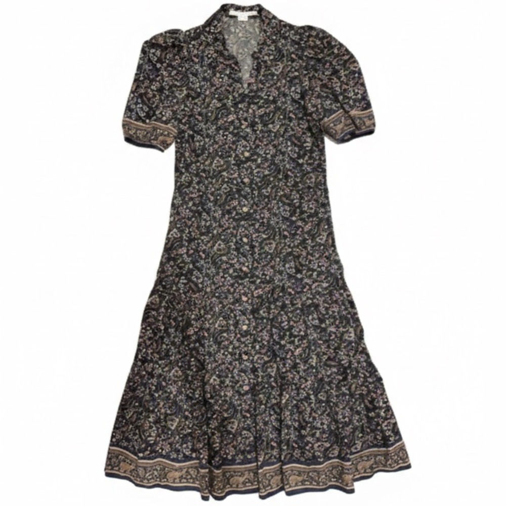 Veronica Beard Black Floral Midi Dress - Picture 2 of 15